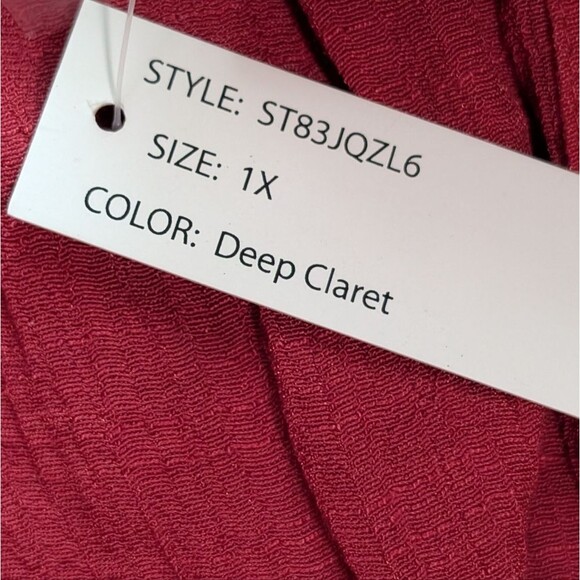 NWT Zac & Rachel Woman Deep Claret long sleeve button front blouse size 1X Plus - Picture 6 of 8